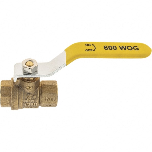 Value Collection - 1/4" Pipe, Brass Full Port Ball Valve - 2 Piece, NPT Ends, Lever Handle, 600 WOG, 150 WSP - Exact Tooling