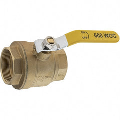 Value Collection - 2" Pipe, Brass Full Port Ball Valve - 2 Piece, NPT Ends, Lever Handle, 600 WOG, 150 WSP - Exact Tooling