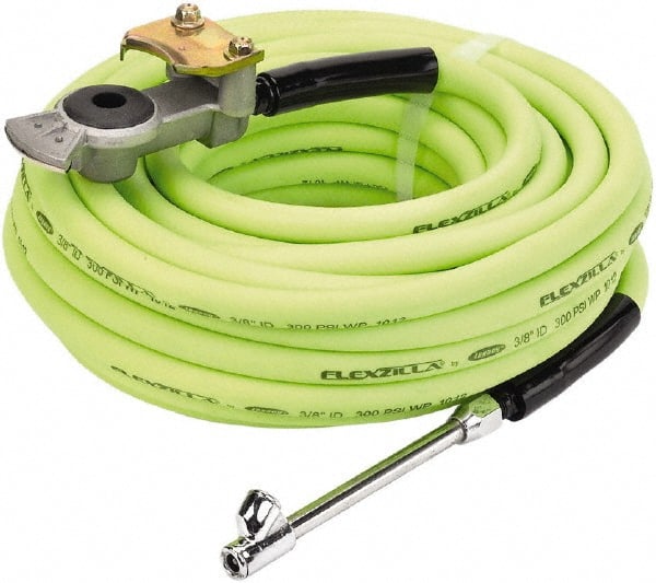 Legacy - Air Compressor Truck Tire Inflator Kit - 300 psi, 3/8" ID x 50' Flexzilla Air Hose; Glad-Hand Attachment; 30° Dual Air Chuck - Exact Tooling