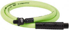 Legacy - 3/8" ID x 0.61" OD 4' Long Lead-In Whip Hose - FNPT x MNPT Ball Swivel Ends, 300 Working psi, 140°, 1/4" Fitting, Green - Exact Tooling