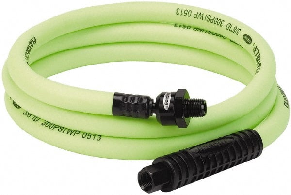 Legacy - 3/8" ID x 0.61" OD 6' Long Lead-In Whip Hose - FNPT x MNPT Ball Swivel Ends, 300 Working psi, 140°, 1/4" Fitting, Green - Exact Tooling