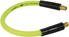 Legacy - 1/2" ID x 0.74" OD 2' Long Lead-In Whip Hose - MNPT Fixed x MNPT Swivel End, 300 Working psi, 140°, 3/8" Fitting, Green - Exact Tooling