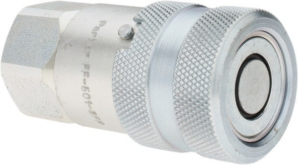 Parker - 1/2 NPSF Steel Hydraulic Hose Coupler - -8 Hose Size, 1/2" Hose Diam - Exact Tooling