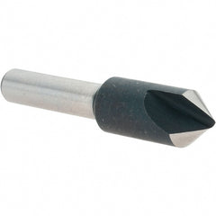 Value Collection - 3/8" Head Diam, 1/4" Shank Diam, 1 Flute 82° High Speed Steel Countersink - 1-3/4" OAL - Exact Tooling