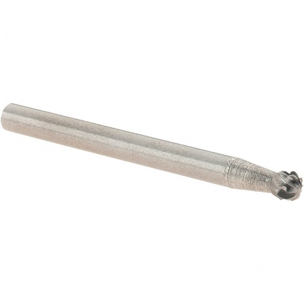 Value Collection - 1/8" Cut Diam, 1/8" Shank Diam, Ball Head Burr - Carbide, 3/32" LOC, 1-1/2" OAL - Exact Tooling
