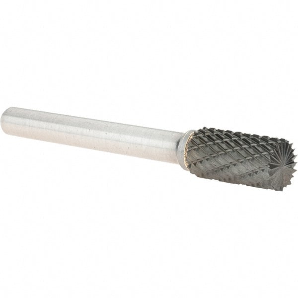 Value Collection - 3/8" Cut Diam, 1/4" Shank Diam, Cylinder Head Burr - Carbide, End Cut End, 3/4" LOC, 2-3/4" OAL - Exact Tooling