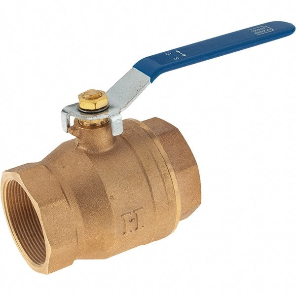 Value Collection - 2" Pipe, Bronze Full Port Ball Valve - 2 Piece, NPT Ends, Lever Handle, 600 WOG, 150 WSP - Exact Tooling