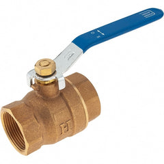 Value Collection - 1-1/4" Pipe, Bronze Full Port Ball Valve - 2 Piece, NPT Ends, Lever Handle, 600 WOG, 150 WSP - Exact Tooling