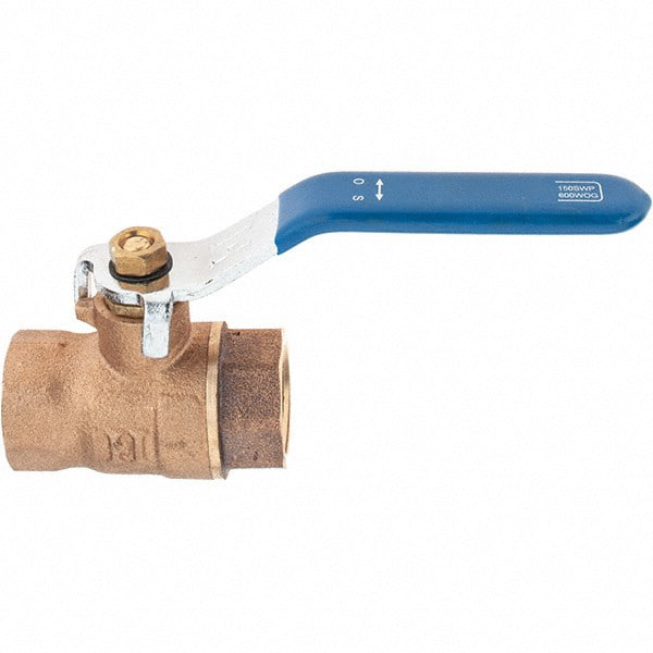 Value Collection - 1/2" Pipe, Bronze Full Port Ball Valve - 2 Piece, NPT Ends, Lever Handle, 600 WOG, 150 WSP - Exact Tooling