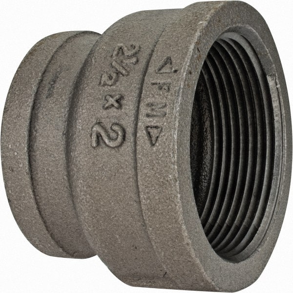 Value Collection - Class 150, 2-1/2 x 2" Black Pipe Reducing Bushing - Threaded, Malleable Iron - Exact Tooling