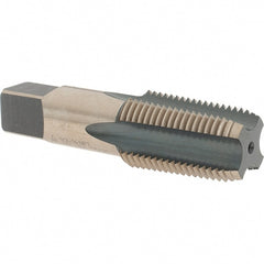 Made in USA - 1/2-14 NPT Thread, 4 Flute Standard Pipe Tap - 3-1/8" OAL, 1-3/8" Thread Length, 11/16" Shank Diam, Oxide/Gold Finish, High Speed Steel - Exact Tooling