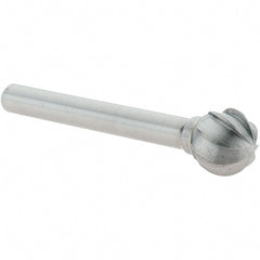 Value Collection - 1/2" Cut Diam, 1/4" Shank Diam, Ball Head Burr - Carbide, 7/16" LOC, 2-7/16" OAL - Exact Tooling