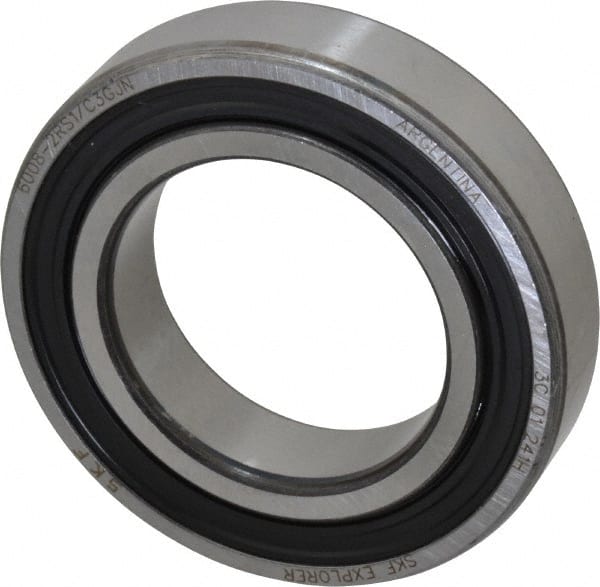 SKF - 40mm Bore Diam, 68mm OD, Double Seal Deep Groove Radial Ball Bearing - 15mm Wide, 1 Row, Round Bore, 11,600 Nm Static Capacity, 17,800 Nm Dynamic Capacity - Exact Tooling