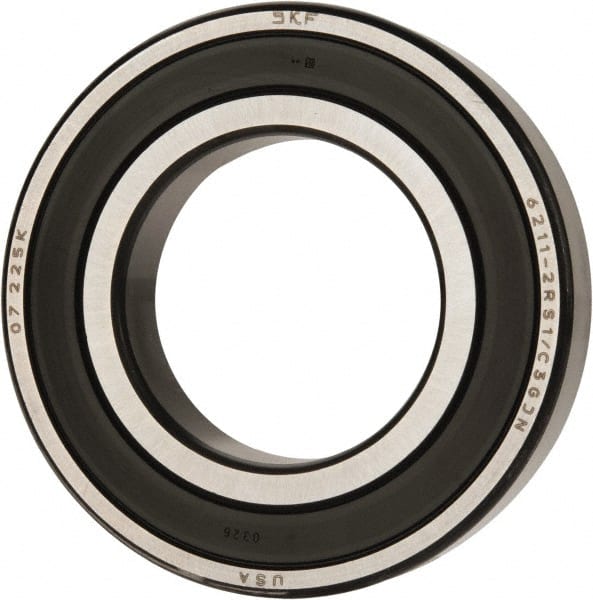 SKF - 55mm Bore Diam, 100mm OD, Double Seal Deep Groove Radial Ball Bearing - 21mm Wide, 1 Row, Round Bore, 29,000 Nm Static Capacity, 46,200 Nm Dynamic Capacity - Exact Tooling