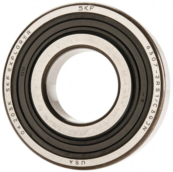 SKF - 35mm Bore Diam, 80mm OD, Double Seal Deep Groove Radial Ball Bearing - 21mm Wide, 1 Row, Round Bore, 19,000 Nm Static Capacity, 35,100 Nm Dynamic Capacity - Exact Tooling