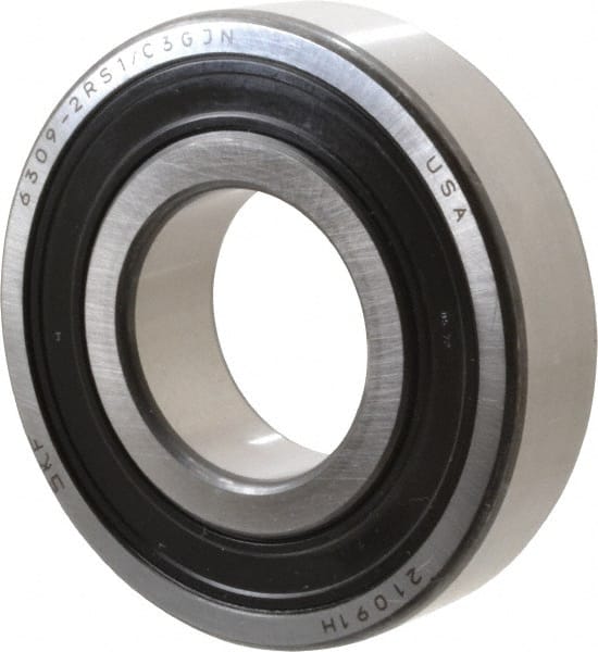 SKF - 45mm Bore Diam, 100mm OD, Double Seal Deep Groove Radial Ball Bearing - 25mm Wide, 1 Row, Round Bore, 31,500 Nm Static Capacity, 55,300 Nm Dynamic Capacity - Exact Tooling