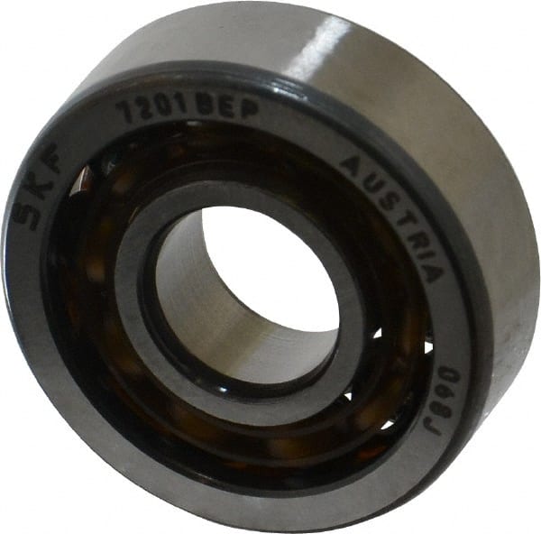 SKF - 12mm Bore Diam, 32mm OD, Open Angular Contact Radial Ball Bearing - 10mm Wide, 1 Row, Round Bore, 3,800 Lb Static Capacity, 7,610 Lb Dynamic Capacity - Exact Tooling