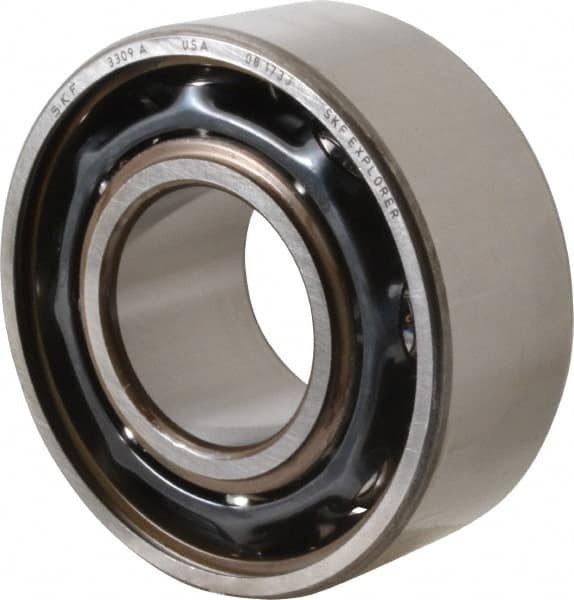 SKF - 45mm Bore Diam, 100mm OD, Open Angular Contact Radial Ball Bearing - 39.7mm Wide, 2 Rows, Round Bore, 53,000 Lb Static Capacity, 72,800 Lb Dynamic Capacity - Exact Tooling