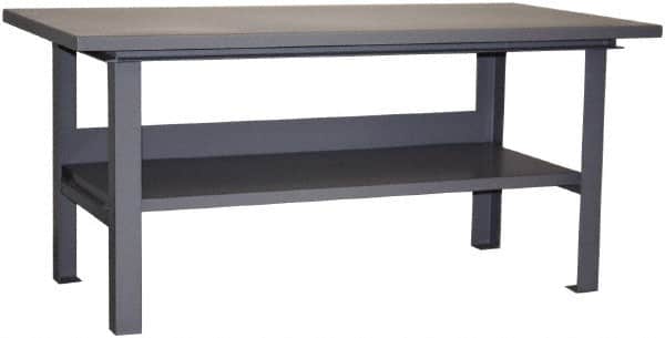 Jamco - 60 Wide x 36" Deep x 34" High, Steel Work Table - Flat Top, Fixed Legs, Gray - Exact Tooling
