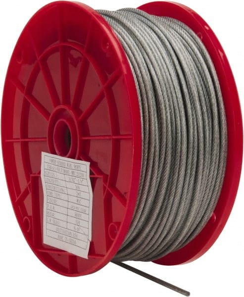 Value Collection - 1/8" x 3/32" Diam, Aircraft Cable - 920 Lb Breaking Strength, 7 x 7 Strand Core, Vinyl Coating - Exact Tooling