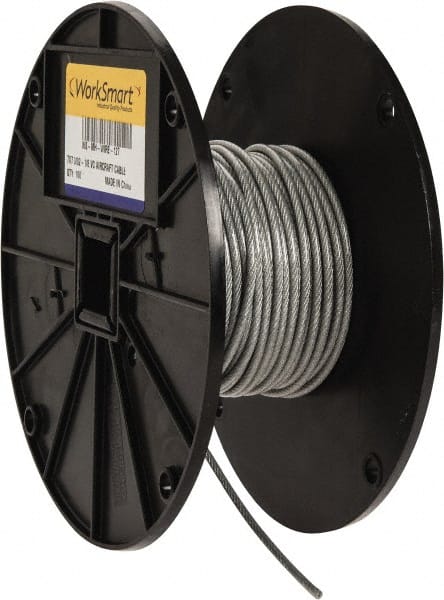 Value Collection - 1/8" x 3/32" Diam, Aircraft Cable - 920 Lb Breaking Strength, 7 x 7 Strand Core, Vinyl Coating - Exact Tooling