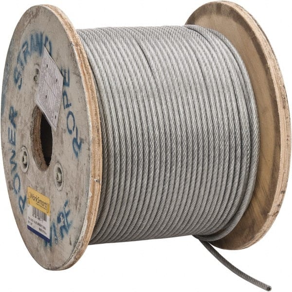Value Collection - 1/4" x 3/16" Diam, Aircraft Cable - 4,200 Lb Breaking Strength, 7 x 19 Strand Core, Vinyl Coating - Exact Tooling