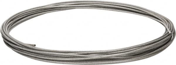 Value Collection - 1/4" x 3/16" Diam, Aircraft Cable - 4,200 Lb Breaking Strength, 7 x 19 Strand Core, Vinyl Coating - Exact Tooling