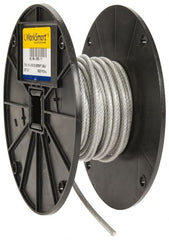 Value Collection - 3/16" x 1/8" Diam, Aircraft Cable - 2,000 Lb Breaking Strength, 7 x 19 Strand Core, Vinyl Coating - Exact Tooling