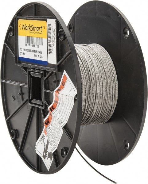 Value Collection - 1/16" Diam, Aircraft Cable - 480 Lb Breaking Strength, 7 x 7 Strand Core - Exact Tooling