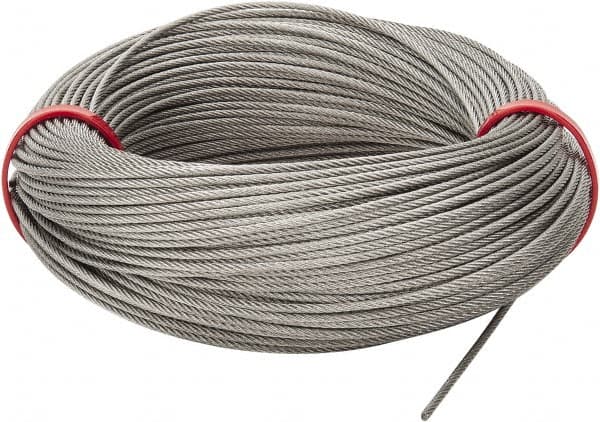 Value Collection - 1/16" Diam, Aircraft Cable - 480 Lb Breaking Strength, 7 x 7 Strand Core - Exact Tooling