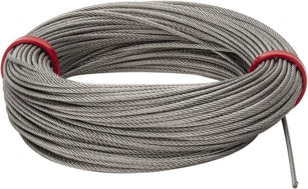 Value Collection - 1/16" Diam, Aircraft Cable - 480 Lb Breaking Strength, 7 x 7 Strand Core - Exact Tooling