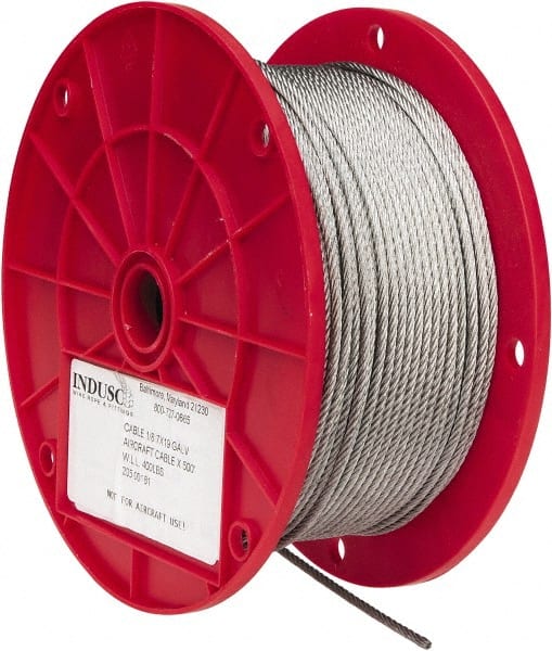 Value Collection - 1/8" Diam, Aircraft Cable - 1,760 Lb Breaking Strength, 7 x 19 Strand Core - Exact Tooling