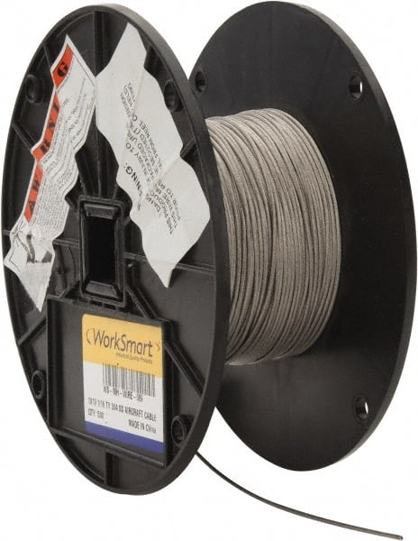 Value Collection - 1/16" Diam, Aircraft Cable - 500 Lb Breaking Strength, 1 x 19 Single Strand - Exact Tooling