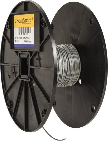 Value Collection - 1/16" x 3/64" Diam, Aircraft Cable - 270 Lb Breaking Strength, 7 x 7 Strand Core, Nylon Coating - Exact Tooling