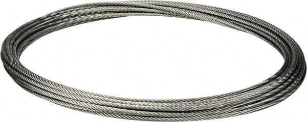 Value Collection - 5/16" Diam, Galvanized Steel Wire Rope - 9,800 Lb Breaking Strength, 7 x 19 Strand Core - Exact Tooling
