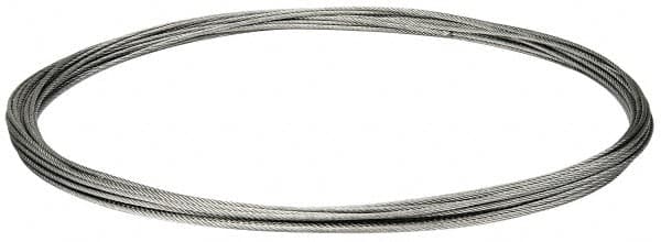 Value Collection - 3/16" Diam, Galvanized Steel Wire Rope - 4,200 Lb Breaking Strength, 7 x 19 Strand Core - Exact Tooling