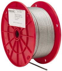 Value Collection - 1/8" Diam, Galvanized Steel Wire Rope - 2,000 Lb Breaking Strength, 7 x 19 Strand Core - Exact Tooling