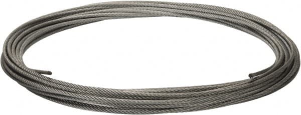 Value Collection - 1/4" Diam, Galvanized Steel Wire Rope - 7,000 Lb Breaking Strength, 7 x 19 Strand Core - Exact Tooling
