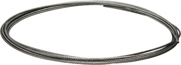 Value Collection - 1/4" Diam, Galvanized Steel Wire Rope - 7,000 Lb Breaking Strength, 7 x 19 Strand Core - Exact Tooling