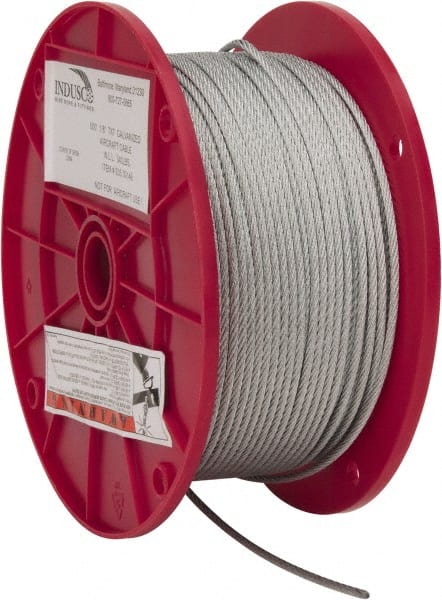 Value Collection - 1/8" Diam, Aircraft Cable - 1,700 Lb Breaking Strength, 7 x 7 Strand Core - Exact Tooling