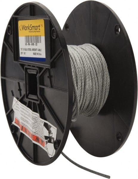 Value Collection - 1/8" Diam, Aircraft Cable - 1,700 Lb Breaking Strength, 7 x 7 Strand Core - Exact Tooling