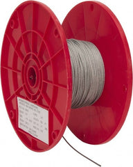 Value Collection - 1/16" Diam, Aircraft Cable - 480 Lb Breaking Strength, 7 x 7 Strand Core - Exact Tooling