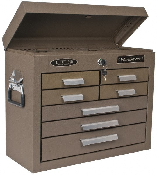 Value Collection - 7 Drawer Tool Chest - 20" Wide x 8-1/2" Deep x 16-3/4" High, Steel, Brown - Exact Tooling
