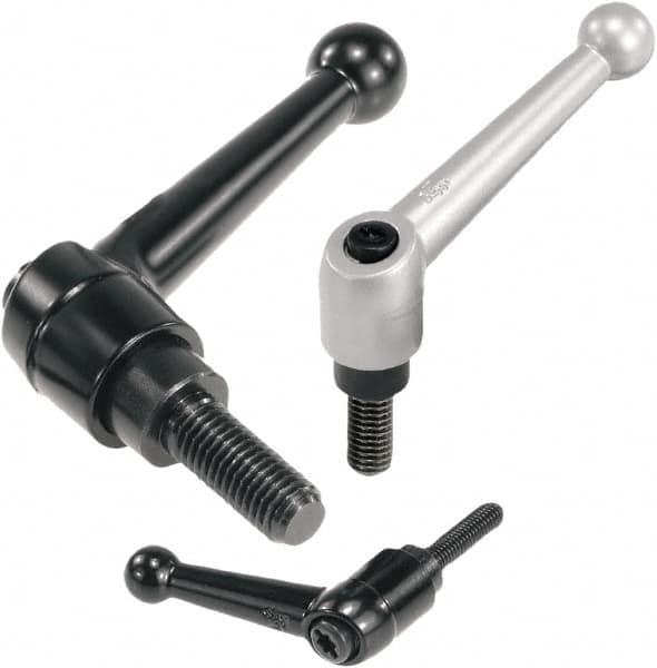 KIPP - M6, Zinc Threaded Stud Adjustable Clamping Handle - 73mm OAL, 49.5mm High - Exact Tooling
