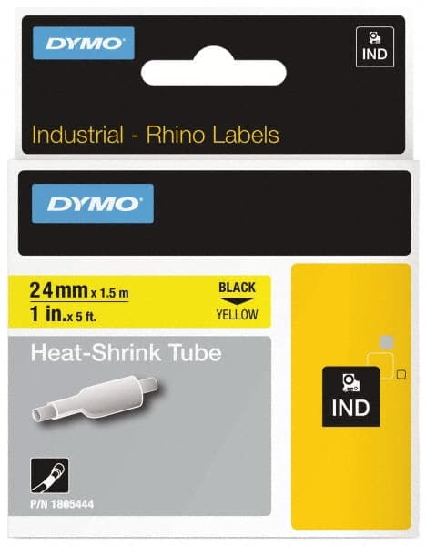 Dymo - 1" Wide x 60" Long, Yellow Heat Shrinkable Polyolefin Label Printer Cartridge - For RHINO 6000, 6500 - Exact Tooling