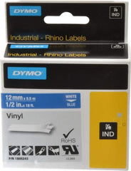 Dymo - 5" Wide x 216" Long, Blue Vinyl Label Printer Cartridge - For RHINO 1000, 3000, 4200, 5000, 5200,6000, 6500 - Exact Tooling