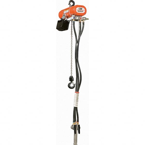 CM - 600 Lb Load Limit, 10' Max Height Air Chain Hoist - Exact Tooling