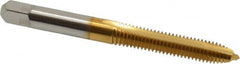 Cleveland - M6x1.00, 2 Flute, TiN Finish, High Speed Steel Spiral Point Tap - Plug Chamfer, Right Hand Thread, 0.63" Thread Length, 2B Class of Fit, Series 1011TN - Exact Tooling