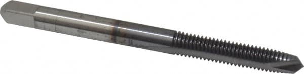 Cleveland - #10-32, 2 Flute, TiCN Finish, High Speed Steel Spiral Point Tap - Plug Chamfer, Right Hand Thread, 1/2" Thread Length, 2B Class of Fit, Series 1011TICN - Exact Tooling