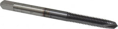 Cleveland - #10-32, 2 Flute, TiCN Finish, High Speed Steel Spiral Point Tap - Plug Chamfer, Right Hand Thread, 1/2" Thread Length, 2B Class of Fit, Series 1011TICN - Exact Tooling